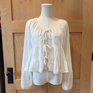 NWT Francesca's Collections Cream Tie-Front Blouse